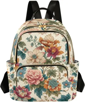 Mini Backpack for Women Oriental Floral Print Mini Backpack Purse Lightweight Small Daypack, 8.5L