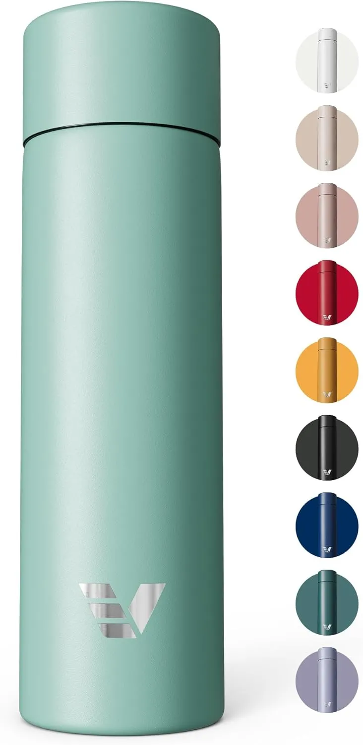 Mini Stainless Steel Water Bottle 14oz - Non-insulated | Designed for Bags | Slim, Ultra Lightweight & Stylish – Mint Green