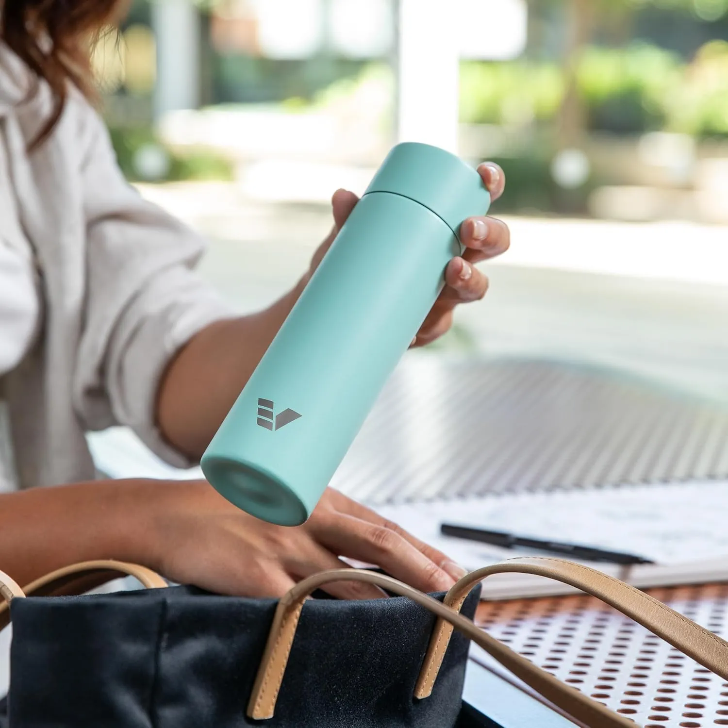Mini Stainless Steel Water Bottle 14oz - Non-insulated | Designed for Bags | Slim, Ultra Lightweight & Stylish – Mint Green