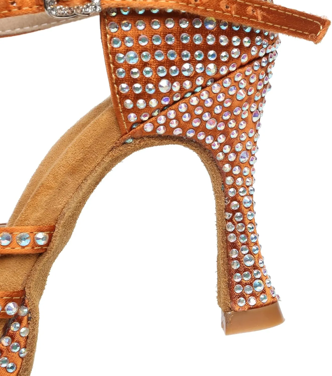 Minishion Women's Dance Heel Platform Toe Rhinestone Dancing Shoes L458