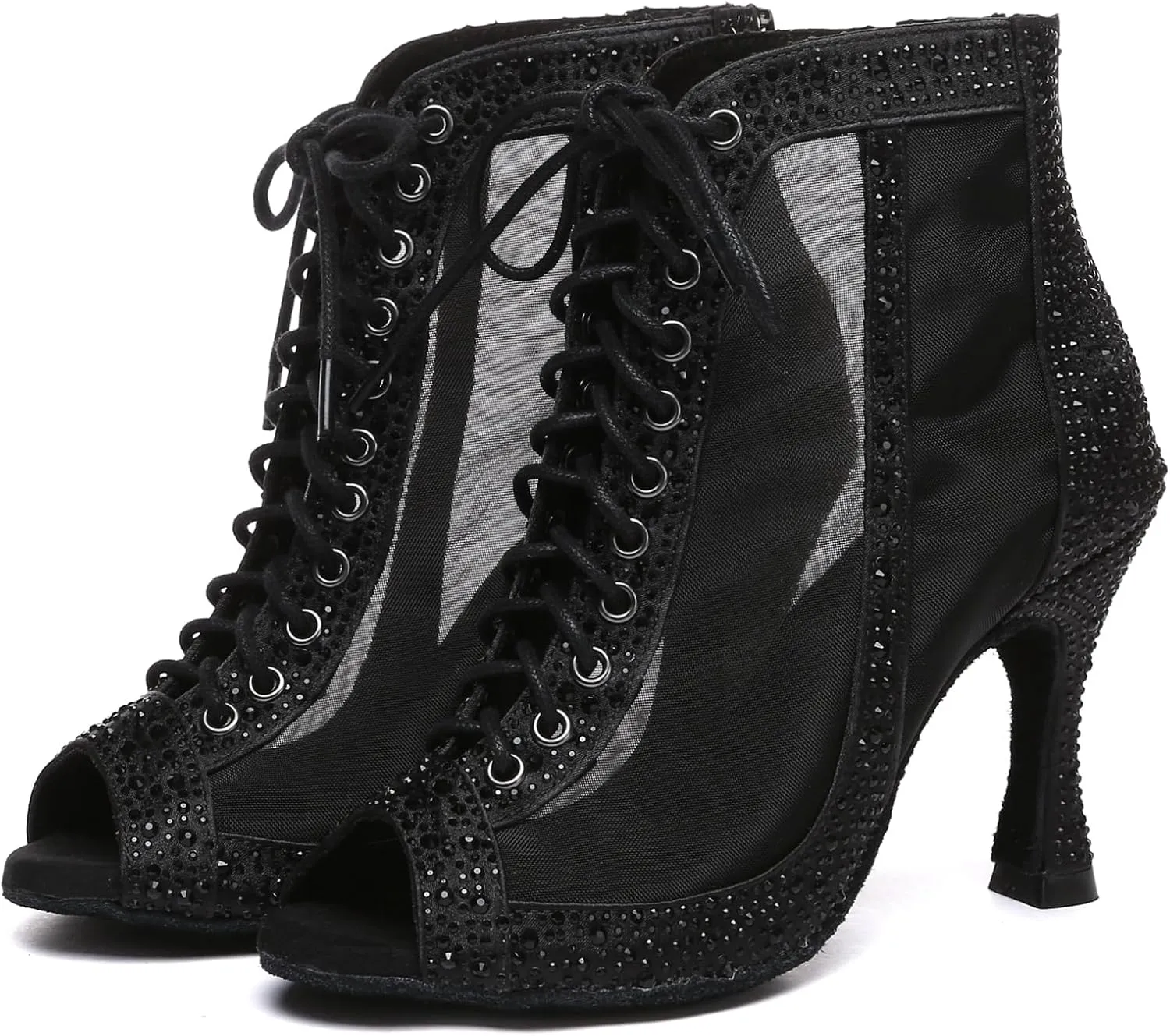 Minishion Womens Rhinestones Ballroom Dance Shoes Fashion Party Prom Ankle Boots
