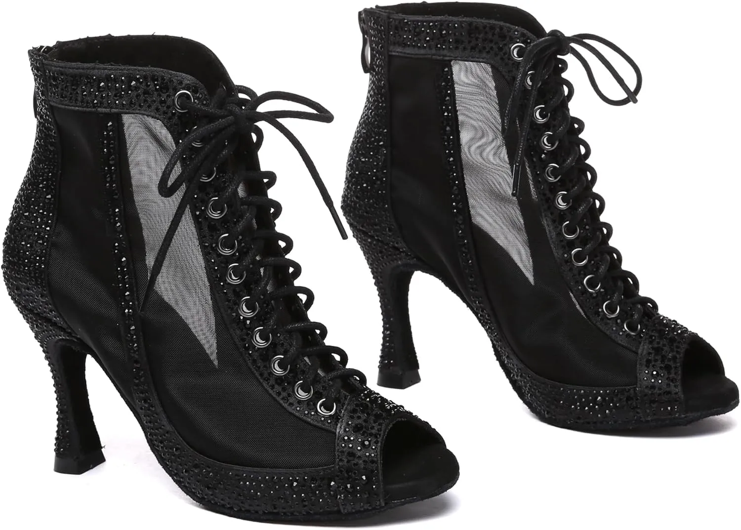 Minishion Womens Rhinestones Ballroom Dance Shoes Fashion Party Prom Ankle Boots