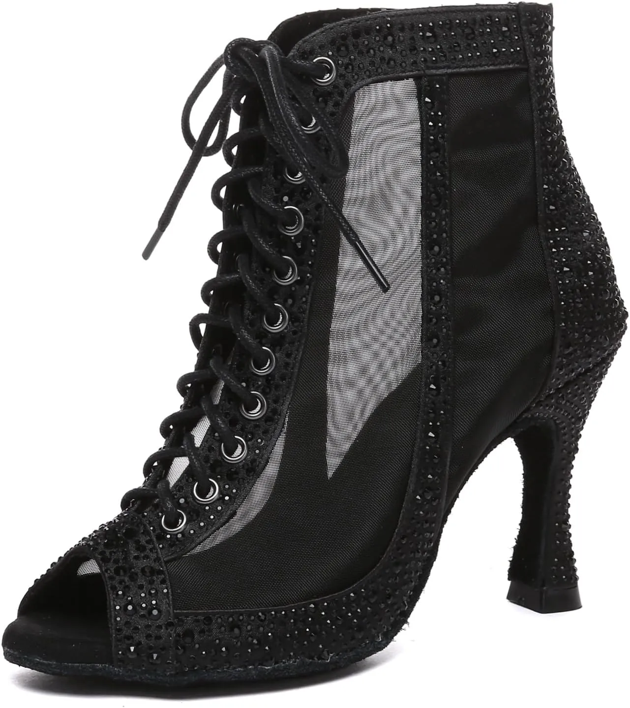 Minishion Womens Rhinestones Ballroom Dance Shoes Fashion Party Prom Ankle Boots