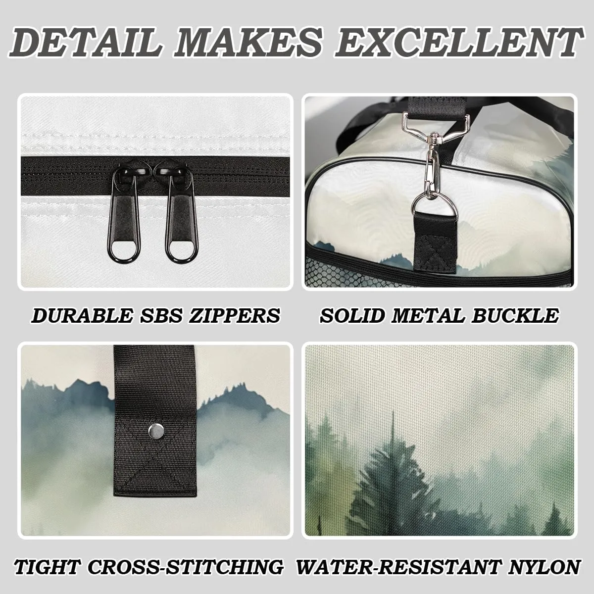 Misty Forest Travel Duffle Bag for Women Men Foldable Waterproof Weekender Bag Carry on Tote for Overnight Sports Gym Jungle Mountain Landscape
