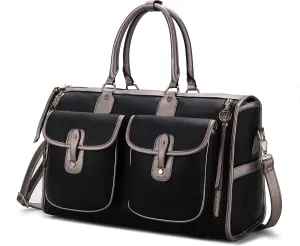 MKF Collection Color Block Duffle Bag for Women Fashion, Designer Vegan Leather Large Ladies Stylish Weekender Carry-on bag