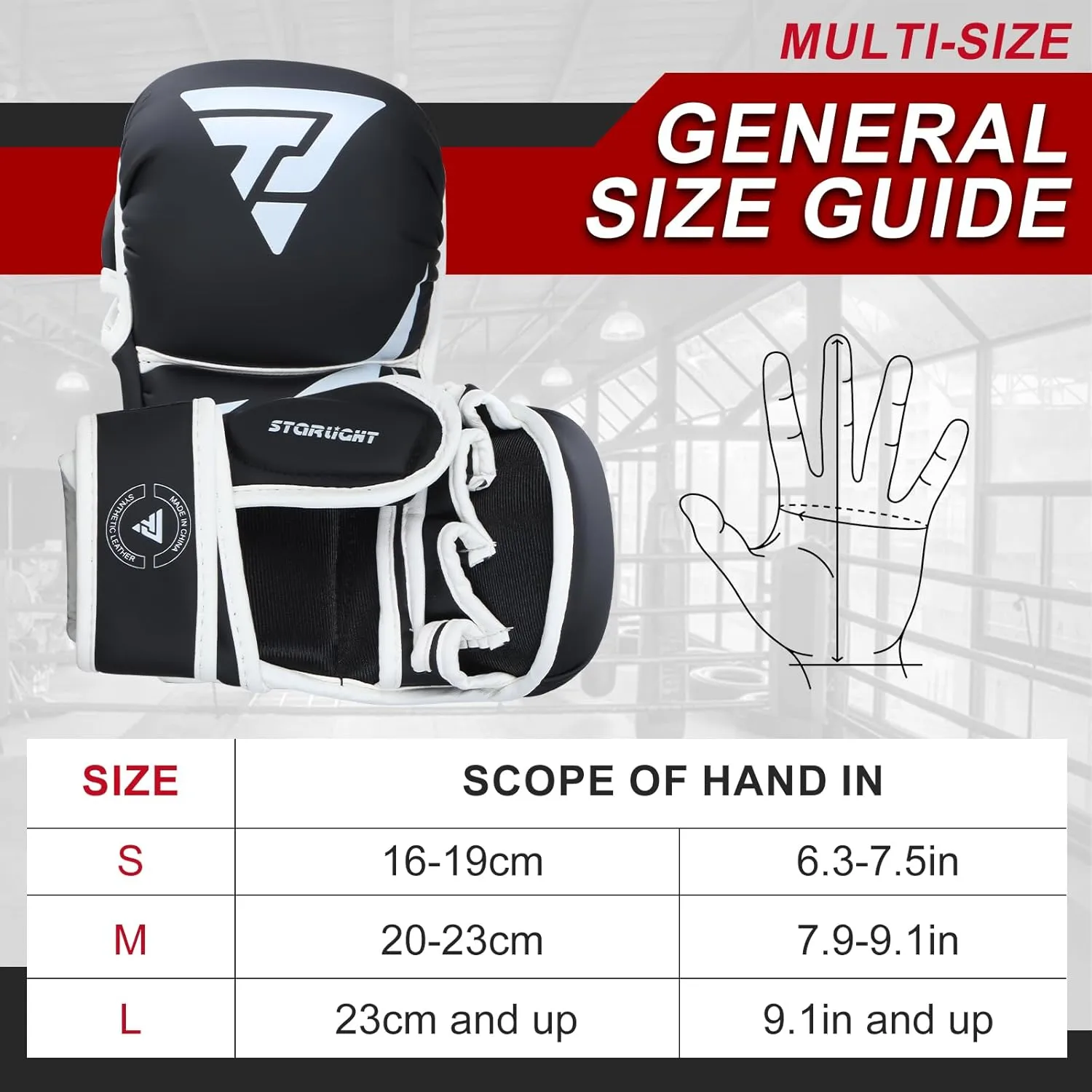 MMA Gloves for Sparring Grappling, Hybrid Open Palm Martial Arts Mitts, Maya Hide Leather Wrist Support, Fighting Combat Sports MMA Boxing Glove for Men Women Punching Bag Muay Thai Training