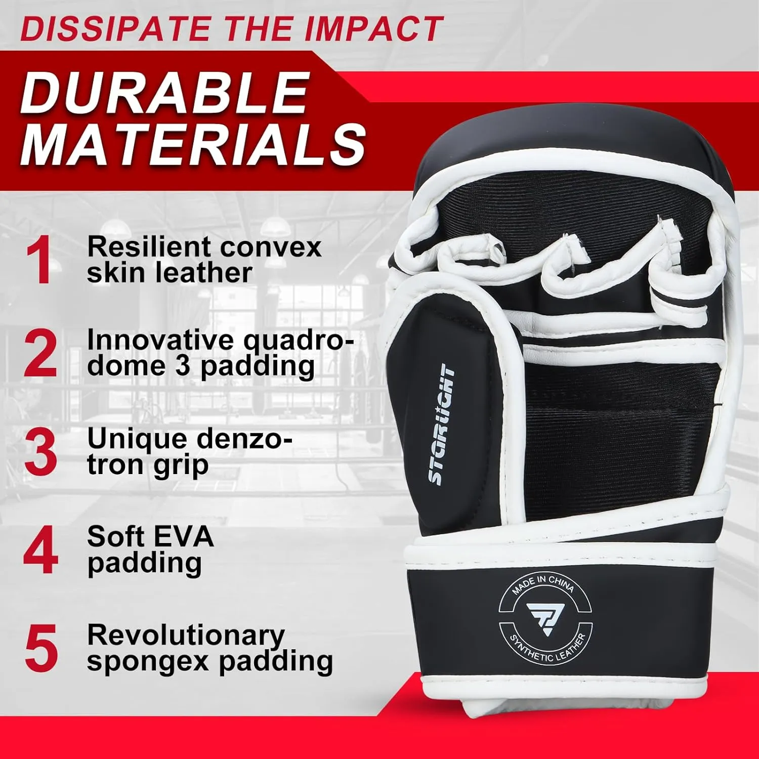 MMA Gloves for Sparring Grappling, Hybrid Open Palm Martial Arts Mitts, Maya Hide Leather Wrist Support, Fighting Combat Sports MMA Boxing Glove for Men Women Punching Bag Muay Thai Training