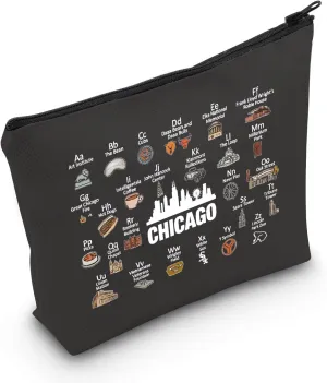 MNIGIU Chicago State Makeup Zipper Pouch - Travel Gift, Cosmetic Bag - Chicago BLK