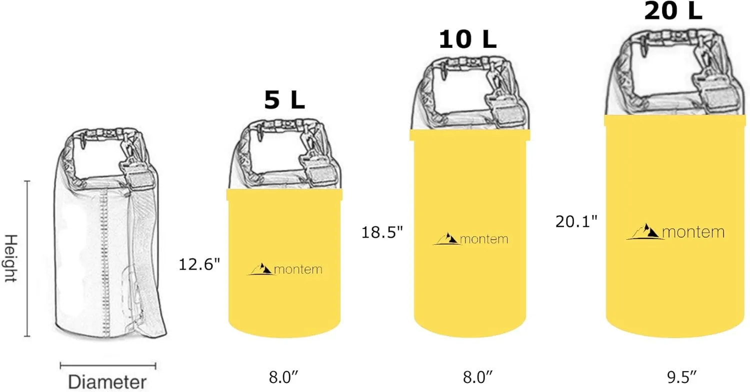 Montem Premium Waterproof Bag/Roll Top Dry Bag - Perfect for Kayaking/Boating/Canoeing/Fishing/Rafting/Swimming/Camping/Snowboarding