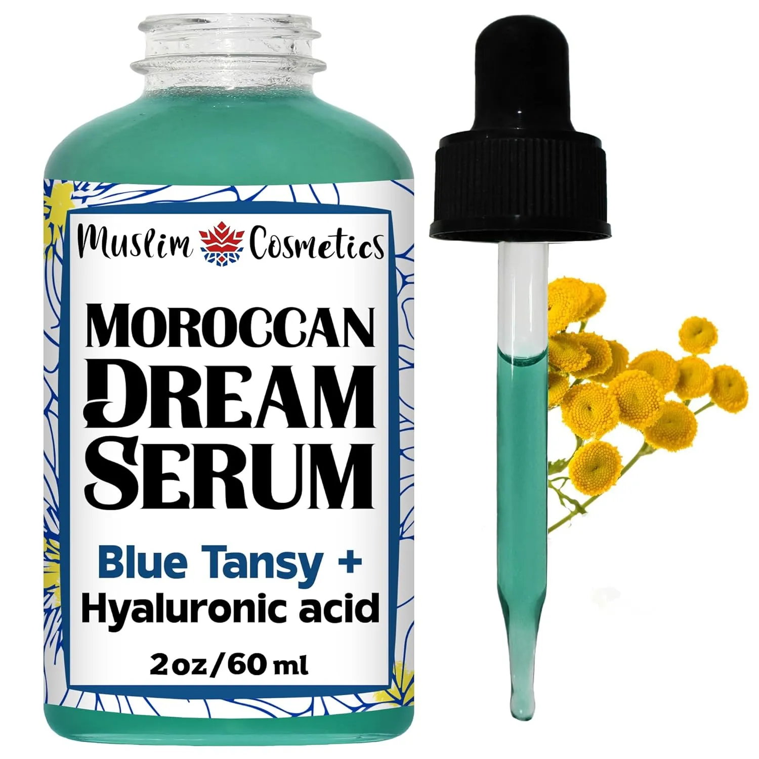 Moroccan Blue Tansy Serum | Hyaluronic Acid | 100% Natural | Oil-based face serum | Night & Day || Made in Canada - Muslim Cosmetics - Moroccan Dream (2oz (60ml))