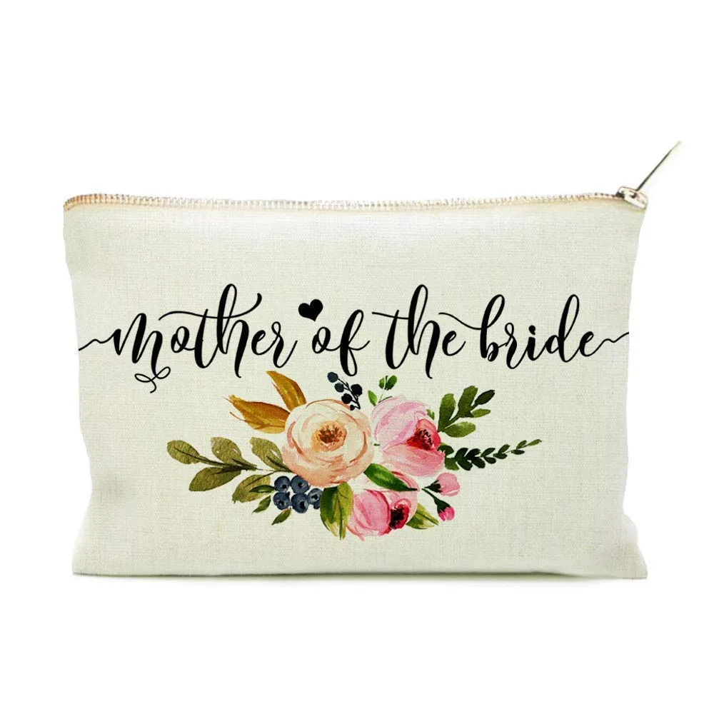 Mother of the Bride Cosmetic Bag, Mother of the Bride Floral Makeup Bag, Mother of the Bride Gift, Floral Cosmetic Bag, Floral Makeup Bag, Wedding Pouch, Makeup Case