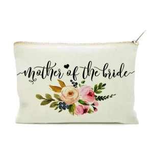 Mother of the Bride Cosmetic Bag, Mother of the Bride Floral Makeup Bag, Mother of the Bride Gift, Floral Cosmetic Bag, Floral Makeup Bag, Wedding Pouch, Makeup Case