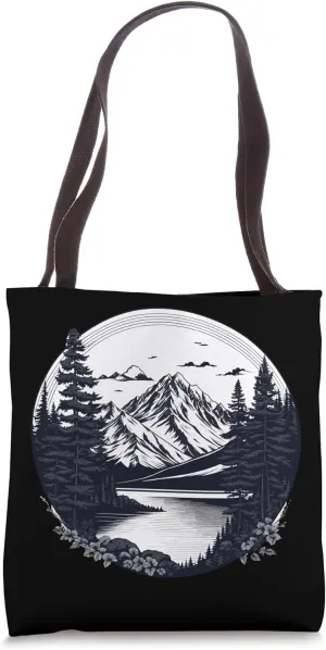 Mountain Lake view Vinyl Picture LP Design Tote Bag