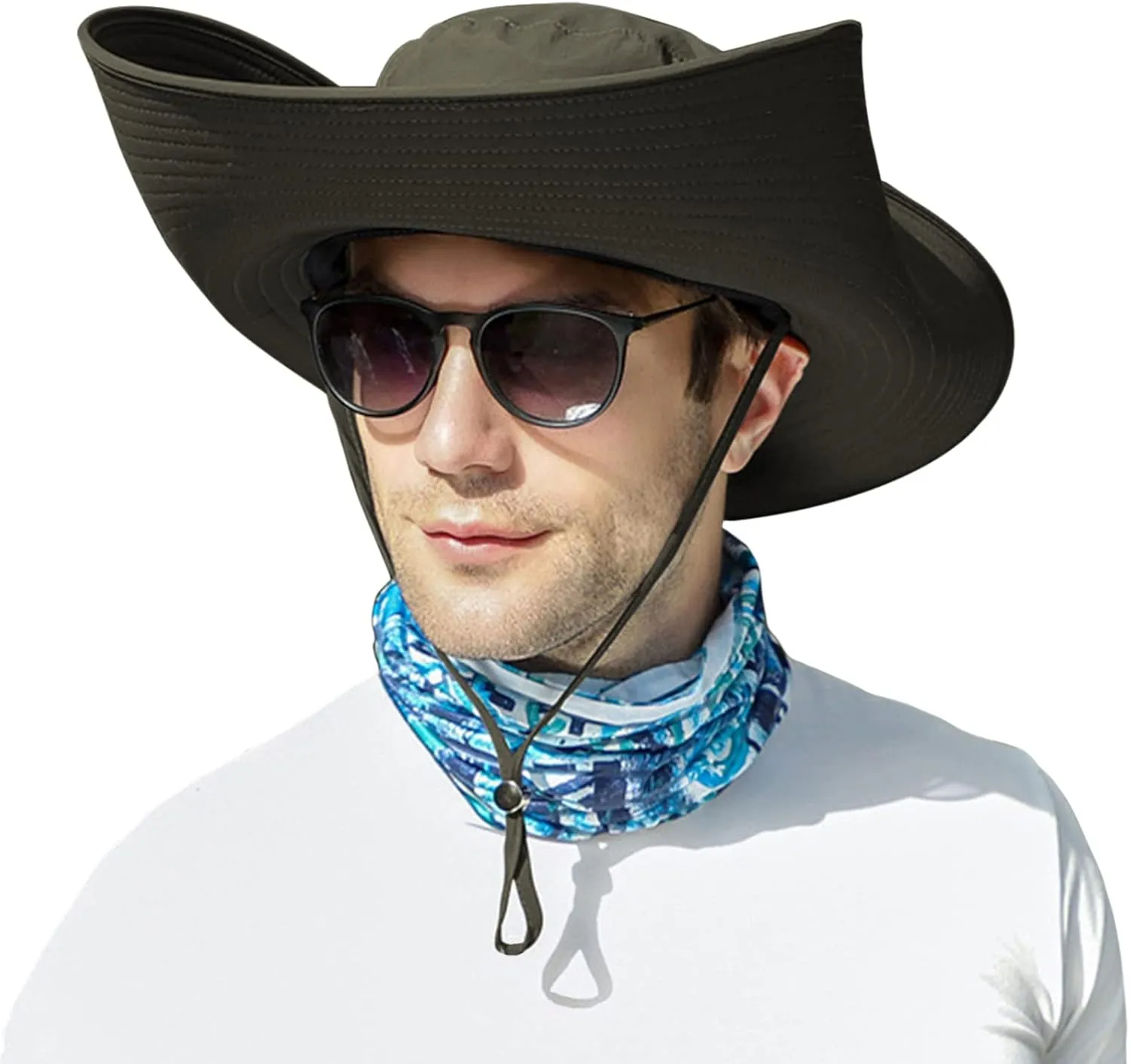 Muryobao Mens Sun Hats UPF 50  Waterproof Mesh Wide Brim Bucket Fishing Hat