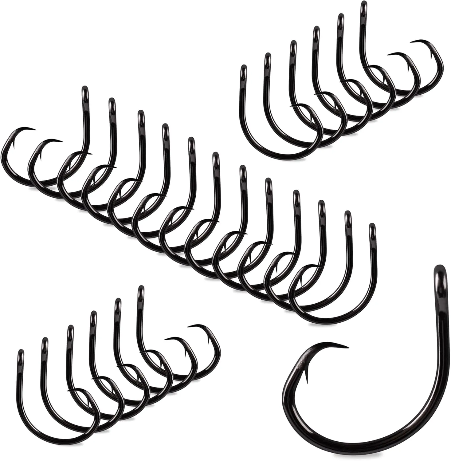 Mustad Demon Perfect Inline Circle Hook 39950NP, 3X Strong Fishing Hooks, Wide Gap Circle Hook Packs for Saltwater & Freshwater Fishing, Original Design Big Hooks, Black Nickel - Size 8/0-25 Packs