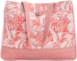 Myra Bag Western Leather Weekender Bag for Women - Upcycled Canvas Shoulder Handbag Pink