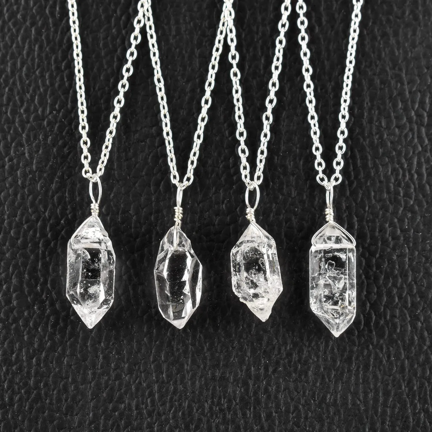 Natural Raw Herkimer Diamond Quartz Stone Handmade Dainty Pendant Necklace For Women, Healing Chakra Crystals, Birthstone Jewelry, Silver Plated Chain 18 inch, Birthday Gift