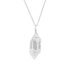 Natural Raw Herkimer Diamond Quartz Stone Handmade Dainty Pendant Necklace For Women, Healing Chakra Crystals, Birthstone Jewelry, Silver Plated Chain 18 inch, Birthday Gift