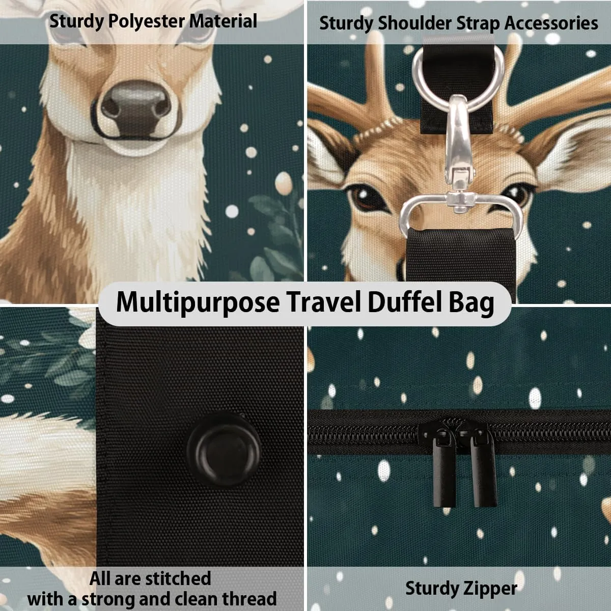 Nature Forest Elk Travel Duffle Bag for Women Men Gym Duffel Foldable Bag Waterproof Weekender Animal Modern Duffle Tote