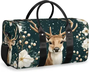 Nature Forest Elk Travel Duffle Bag for Women Men Gym Duffel Foldable Bag Waterproof Weekender Animal Modern Duffle Tote