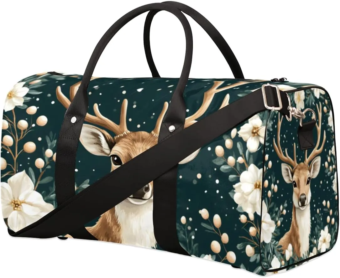 Nature Forest Elk Travel Duffle Bag for Women Men Gym Duffel Foldable Bag Waterproof Weekender Animal Modern Duffle Tote