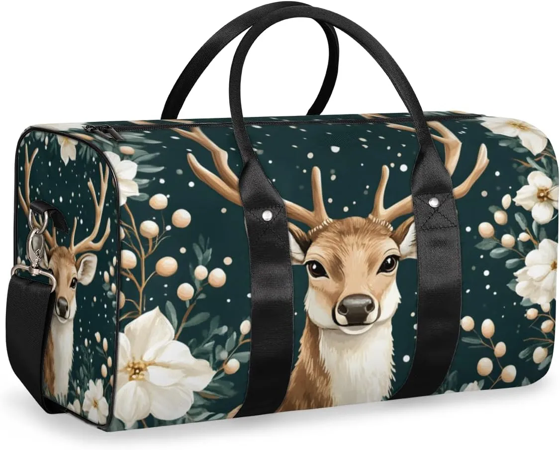 Nature Forest Elk Travel Duffle Bag for Women Men Gym Duffel Foldable Bag Waterproof Weekender Animal Modern Duffle Tote
