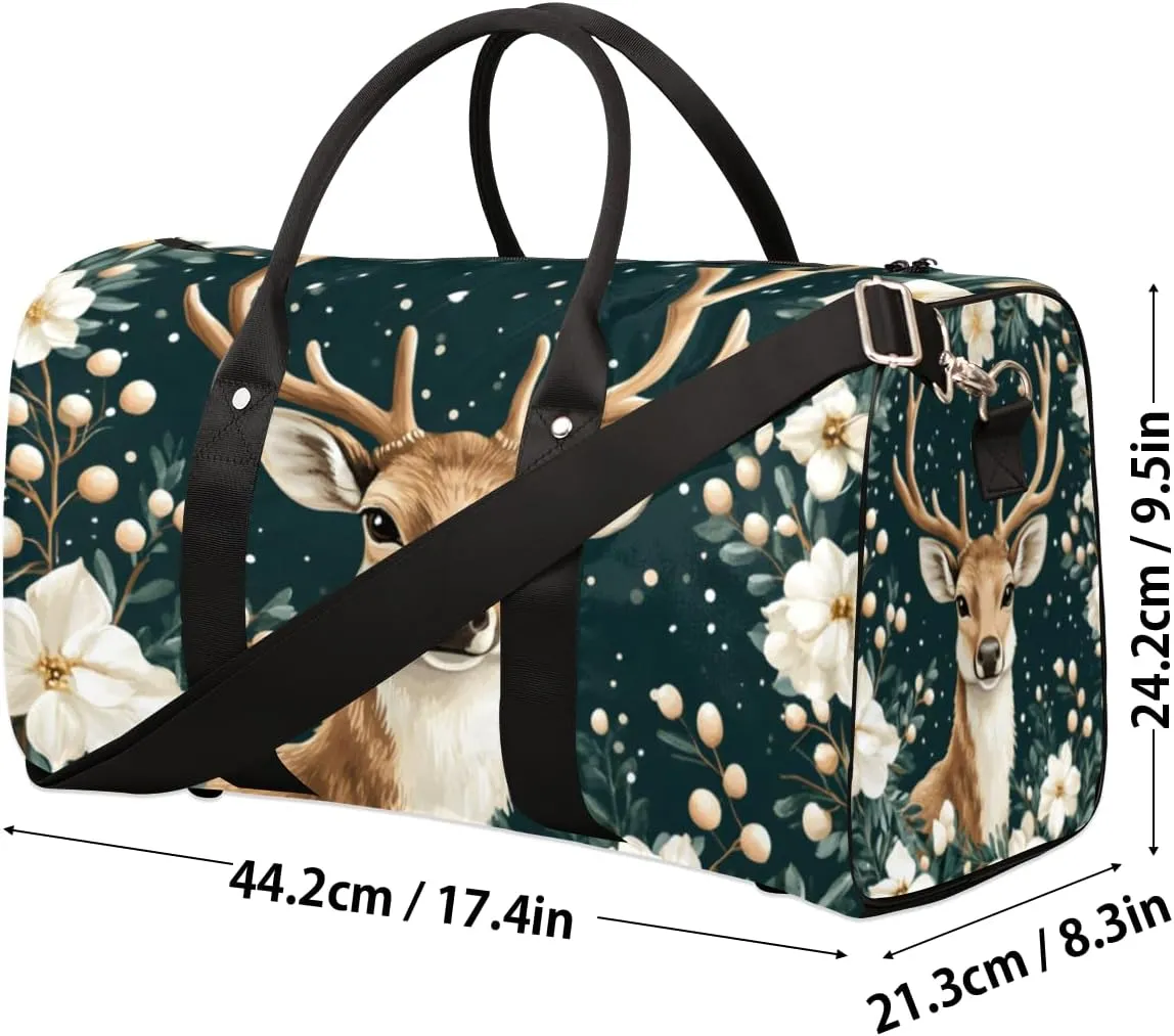 Nature Forest Elk Travel Duffle Bag for Women Men Gym Duffel Foldable Bag Waterproof Weekender Animal Modern Duffle Tote