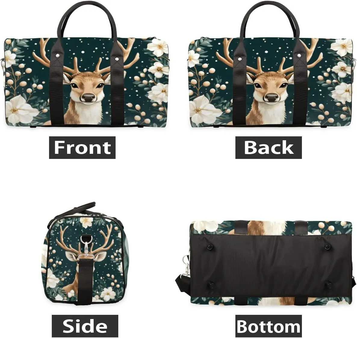 Nature Forest Elk Travel Duffle Bag for Women Men Gym Duffel Foldable Bag Waterproof Weekender Animal Modern Duffle Tote