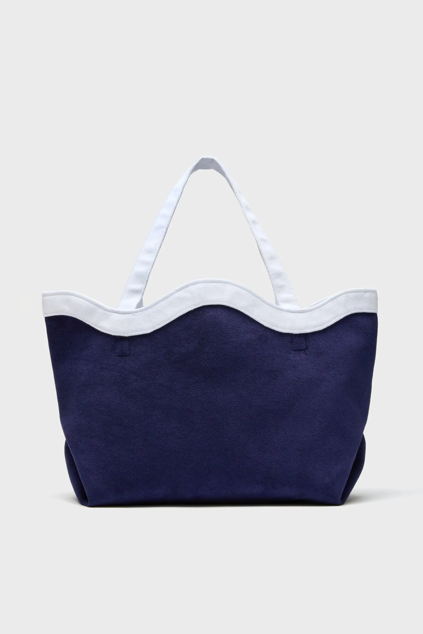 Navy and White Terrycloth August Tote