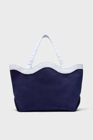 Navy and White Terrycloth August Tote