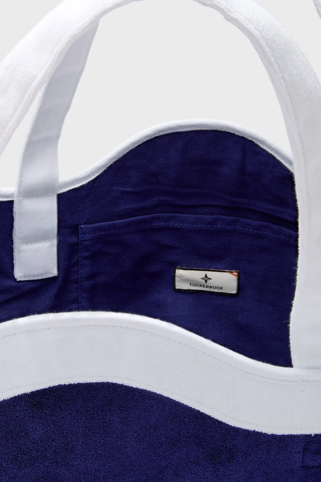 Navy and White Terrycloth August Tote