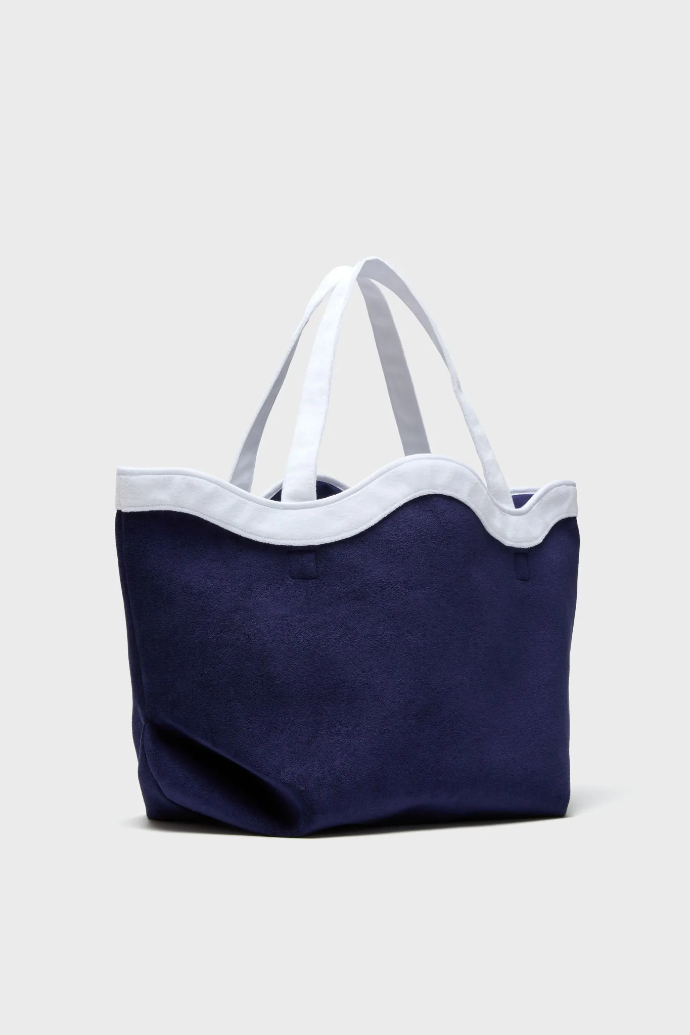 Navy and White Terrycloth August Tote