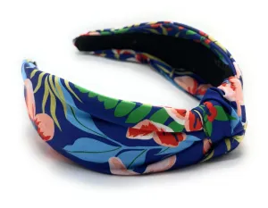 Navy Blue Floral Knotted Headband for Women Made of Silk Quality Satin Fabric, Unique and Classy. Girls Headbands, Trendy Hair Accessory, Designer Top Knot Head band Fashion