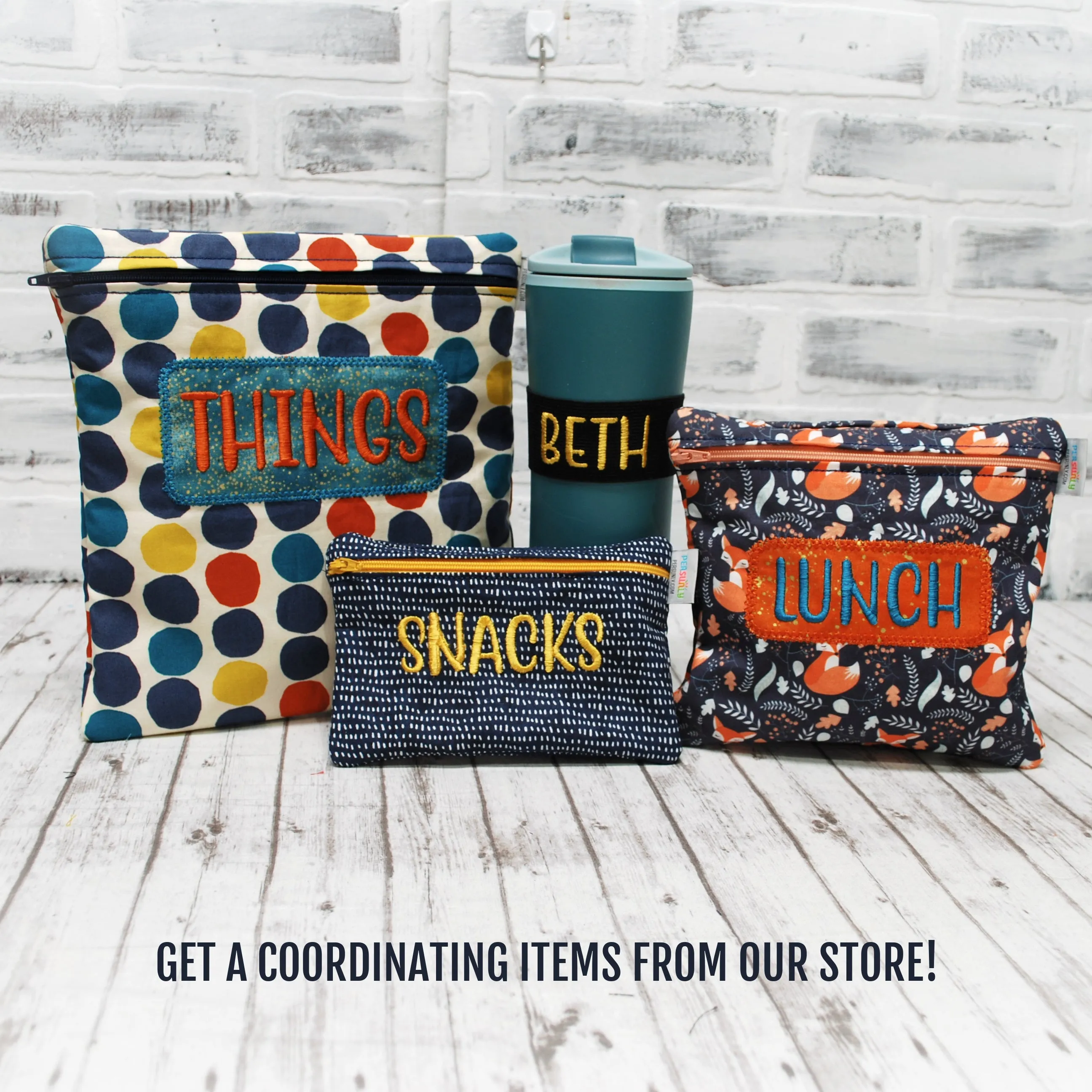 Navy Dots Personalized Reusable Food Bag