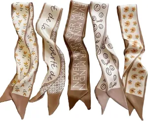 NCDUANSAN Retro small silk scarf girl heart spring and summer narrow ribbon headband headband bag long scarf headdress