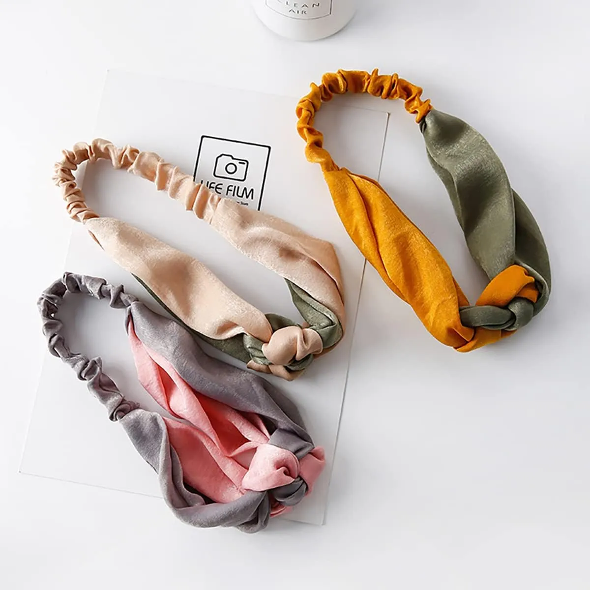 NCDUANSAN Retro small silk scarf girl heart spring and summer narrow ribbon headband headband bag long scarf headdress