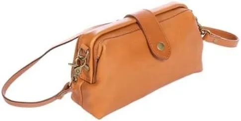 New Leather Retro Handmade Bag Unique Opening Small Cross Body Shoulder Bag Vintage Doctor Crossbody Bag for Women(Brown)