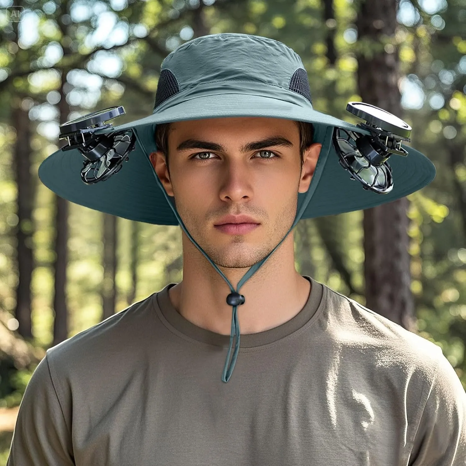 New Ultralight Solar Fan Sun Hat for Women & Men UPF 50  Sun with 2 Solar Fans Hats Camping Cool Wide Brim Bucket Hat
