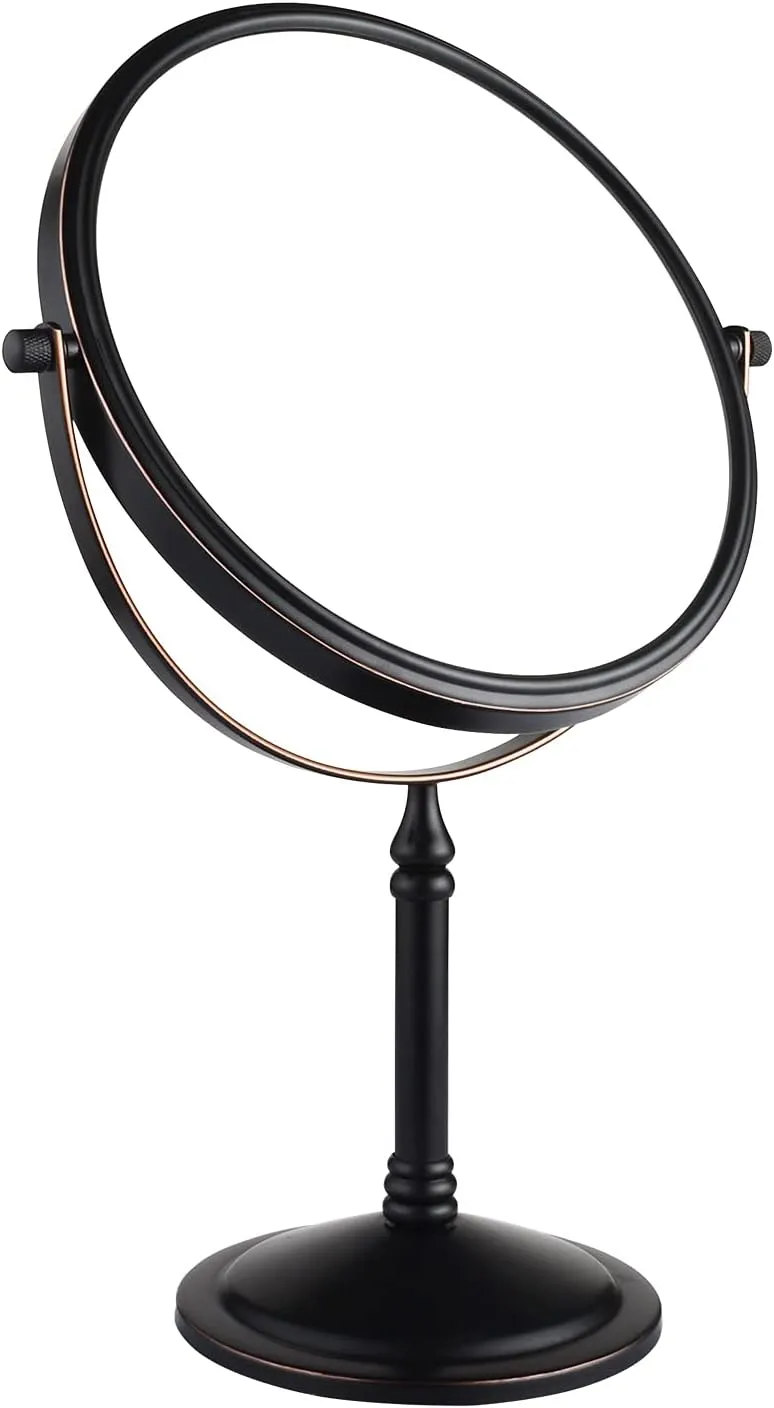 Nicesail Tabletop Makeup Mirror, Double-Side 1X-10X, 360 Swivel Cosmetic Mirror for Table Desk, No Light Oil Rubbed Bronze (8 Inch, 10X)