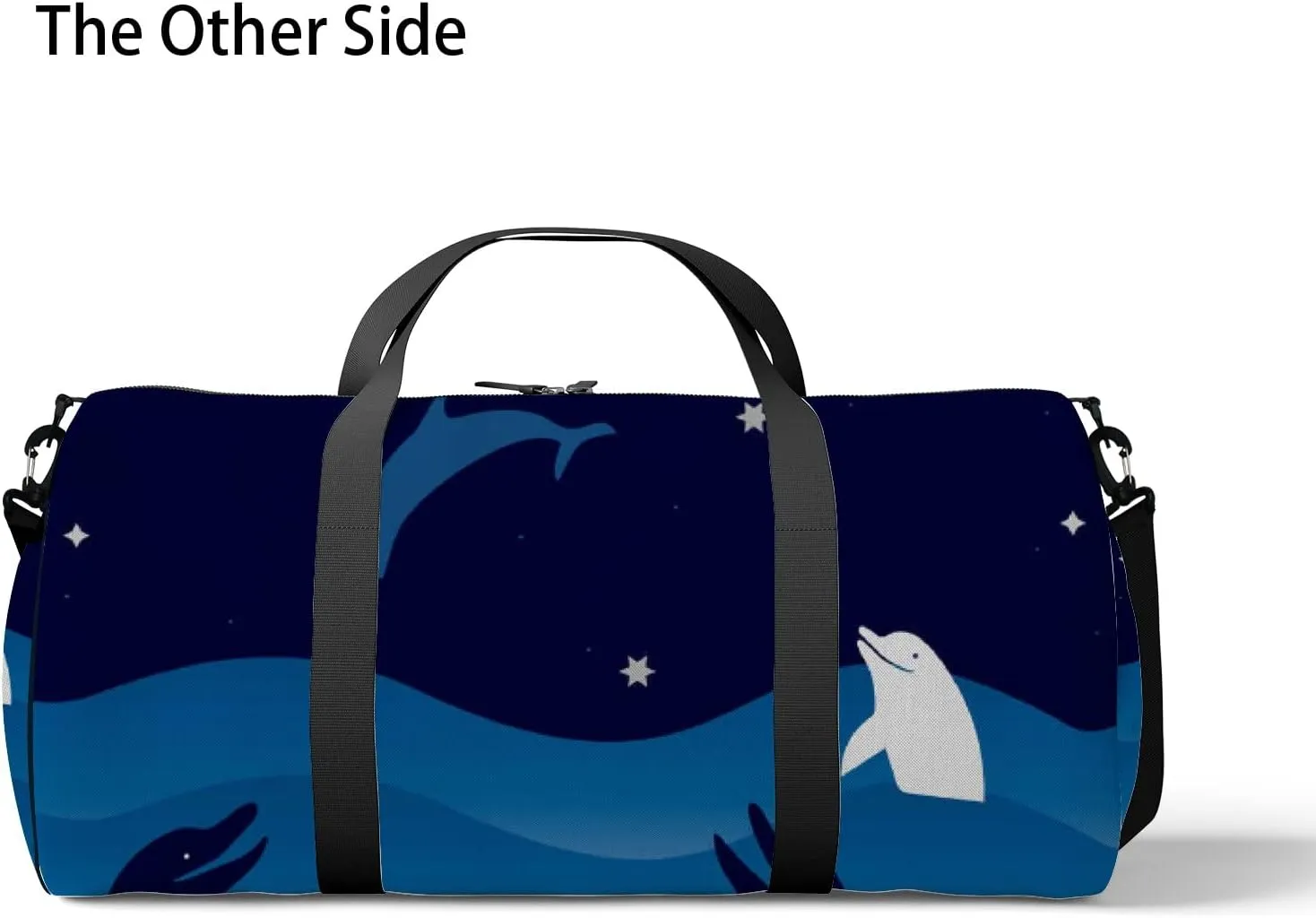 Night Sea Waves Starry Sky Dolphins Sports Bag Tote Bag Waterproof Gym Bag with Shoulder Strap Zipper 2 Side Pockets for Men and Women, Travel and Storage Shoulder Bag.