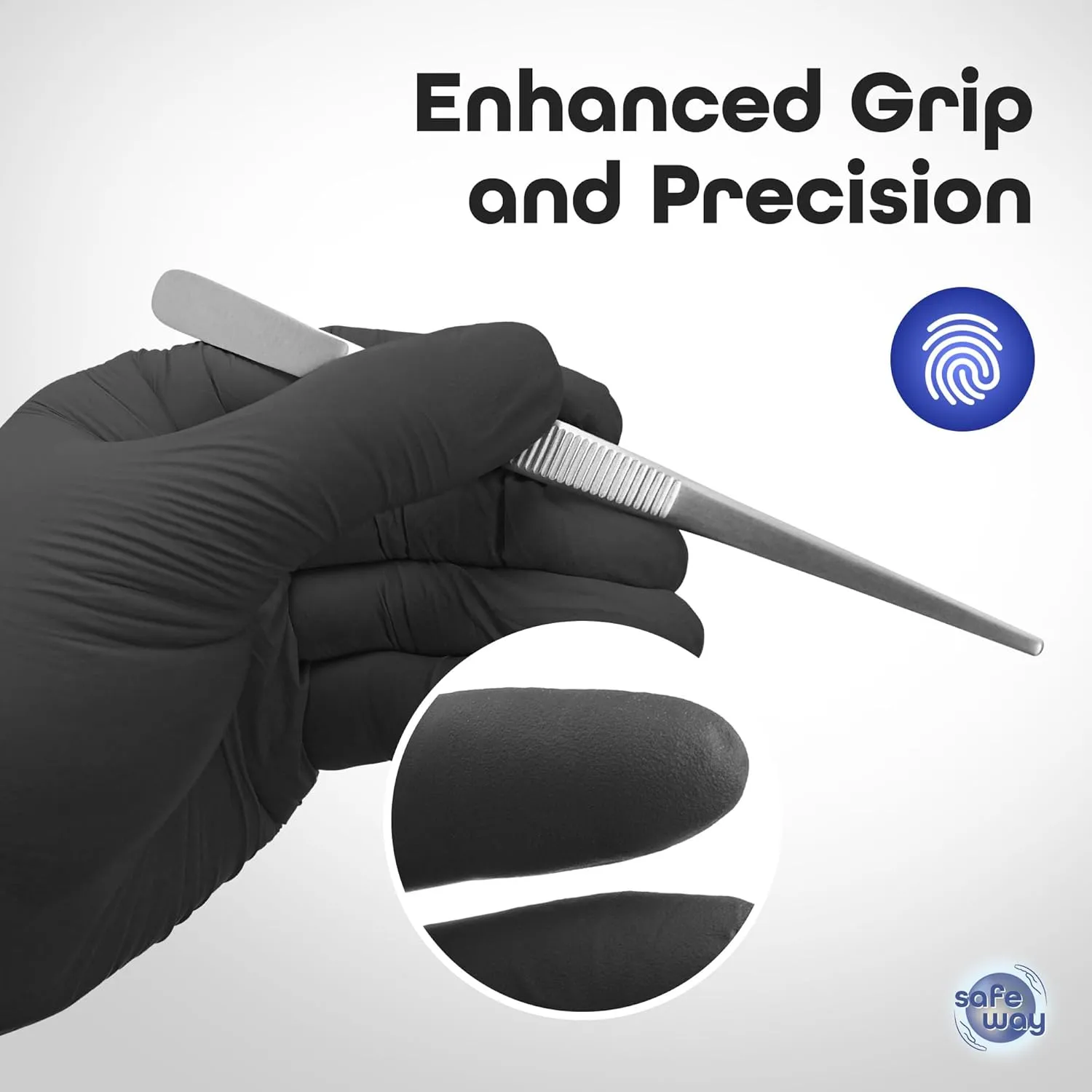 Nitrile-Vinyl Blended Disposable Gloves, Powder-Free & Non-Latex Gloves, 1000, Protective Gloves for Medical Exams, Cooking & Household Cleaning, 4 Mil Thick Non-Sterile Secure Grip Black, X-Large