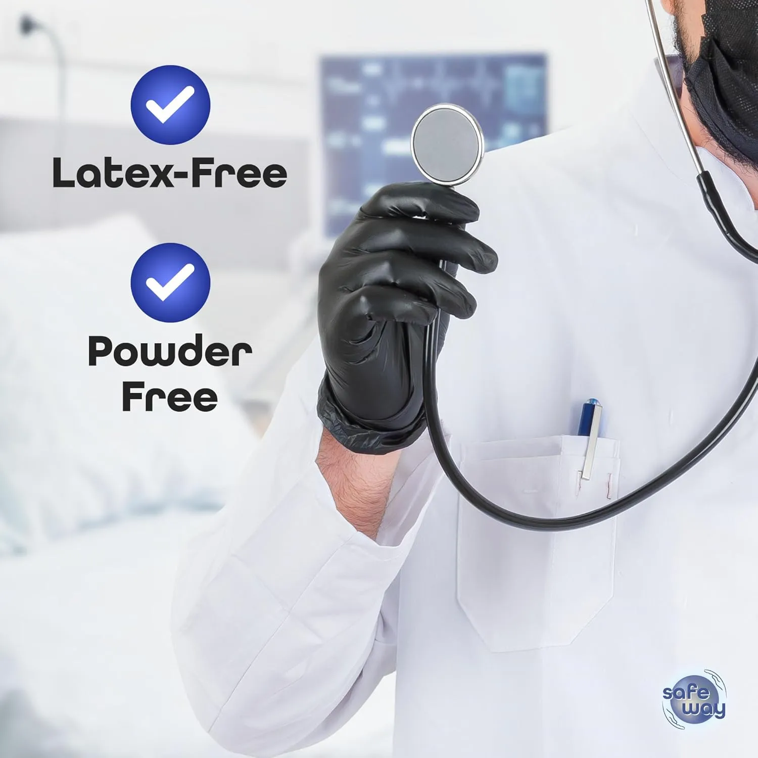 Nitrile-Vinyl Blended Disposable Gloves, Powder-Free & Non-Latex Gloves, 1000, Protective Gloves for Medical Exams, Cooking & Household Cleaning, 4 Mil Thick Non-Sterile Secure Grip Black, X-Large
