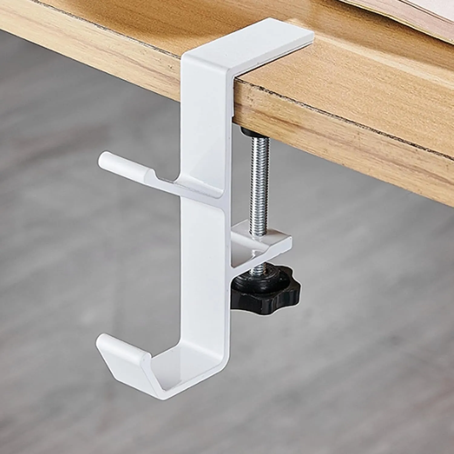 No Punch Table Hook, Desk Hooks Purse Hanger Adjustable Bag Holder Heavy Duty Backpack Hangers No Punching Handbag Hanging Hooks Table Storage Accessories for Purse, Bag, Headphone (White)