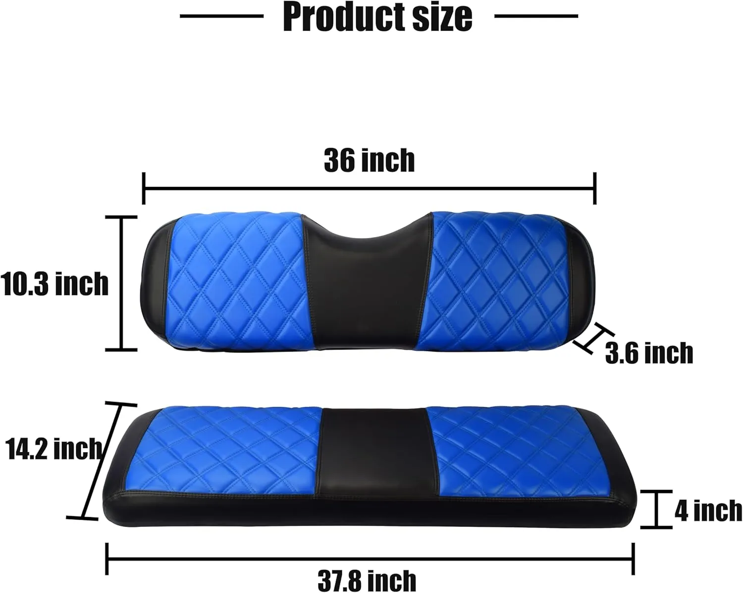 NOKINS Golf Cart Diamond Vinyl Leather Seat Covers, Fit Club Car Precedent DS EZGO RXV TXT Yamaha Drive Aftermarket Regular Rear Seat Cushion, No Stapler, Multiple Colors and Breathable