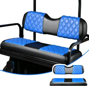 NOKINS Golf Cart Diamond Vinyl Leather Seat Covers, Fit Club Car Precedent DS EZGO RXV TXT Yamaha Drive Aftermarket Regular Rear Seat Cushion, No Stapler, Multiple Colors and Breathable