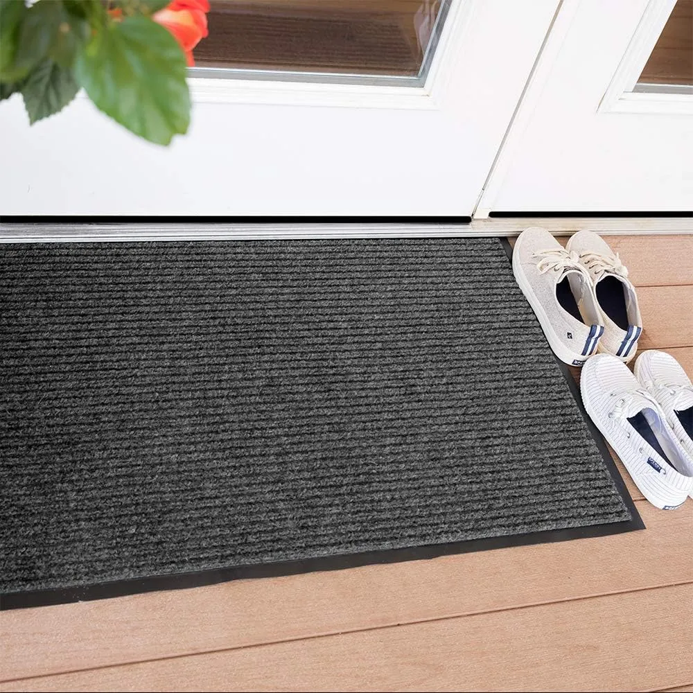 Notrax 109 Brush Step Carpeted Indoor/Outdoor Entrance Mat for Home or Office, 2' X 3', Absorbent Slip Resistant Heavy Duty Entry Mat, Charcoal, 109S0023CH