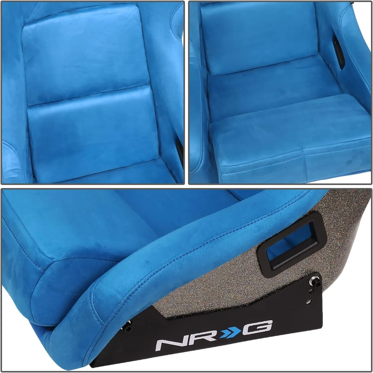 NRG Innovations NRG-FRP-302BL-ULTRA Universal Fixed Back Bucket Racing Seat for 6-Point Harnesses, Size L, Blue Seat Cover, 24" W X 36" H X 18" D