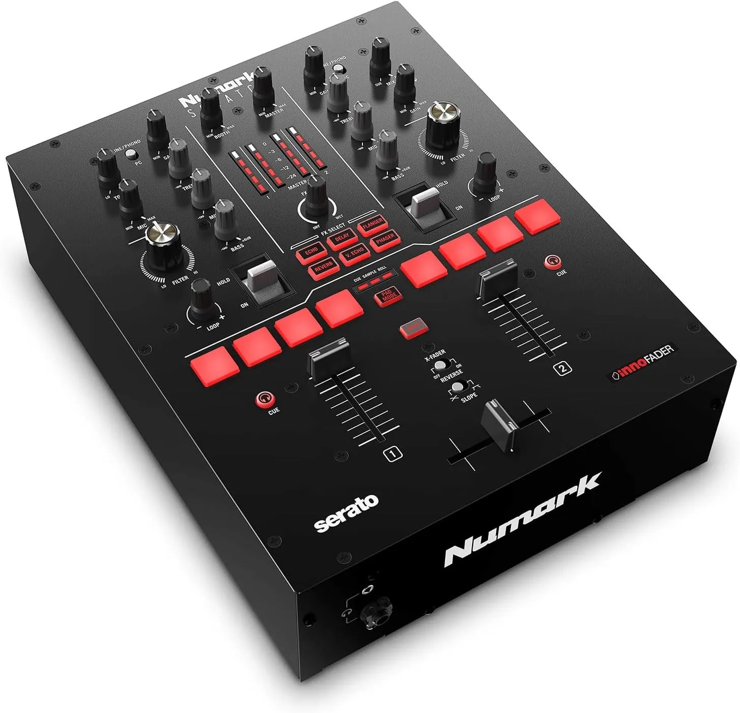 Numark Scratch | Two-Channel DJ Scratch Mixer for Serato DJ Pro (included) With Innofader Crossfader, DVS license, 6 Direct Access Effect Selectors, Performance Pads and 24-Bit Sound Quality