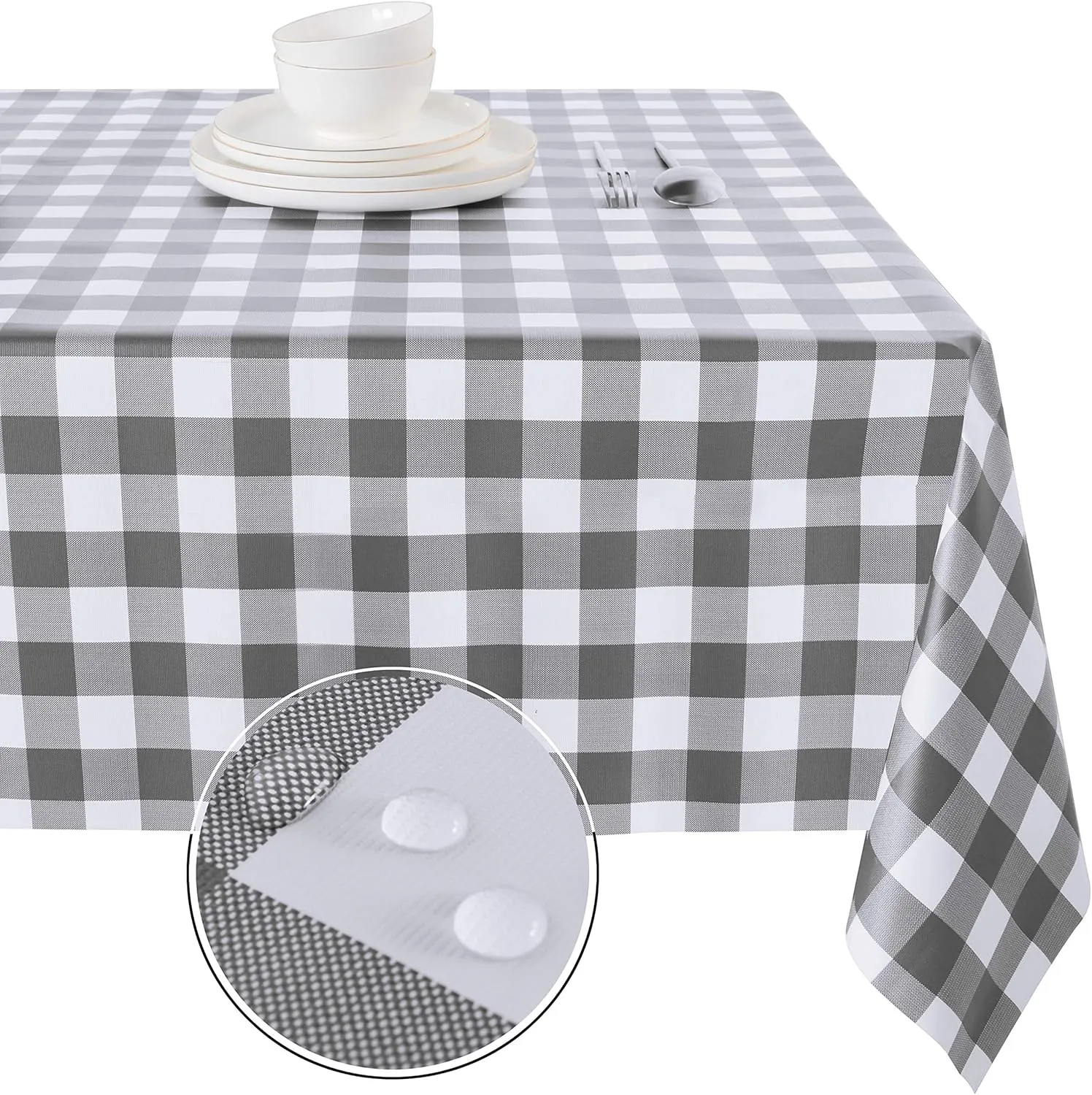 Obstal 100% Waterproof PVC Table Cloth, Oil-Proof Spill-Proof Vinyl Rectangle Tablecloth, Wipeable Table Cover for Outdoor and Indoor Use,Mid-Gray,54 x 120 Inch