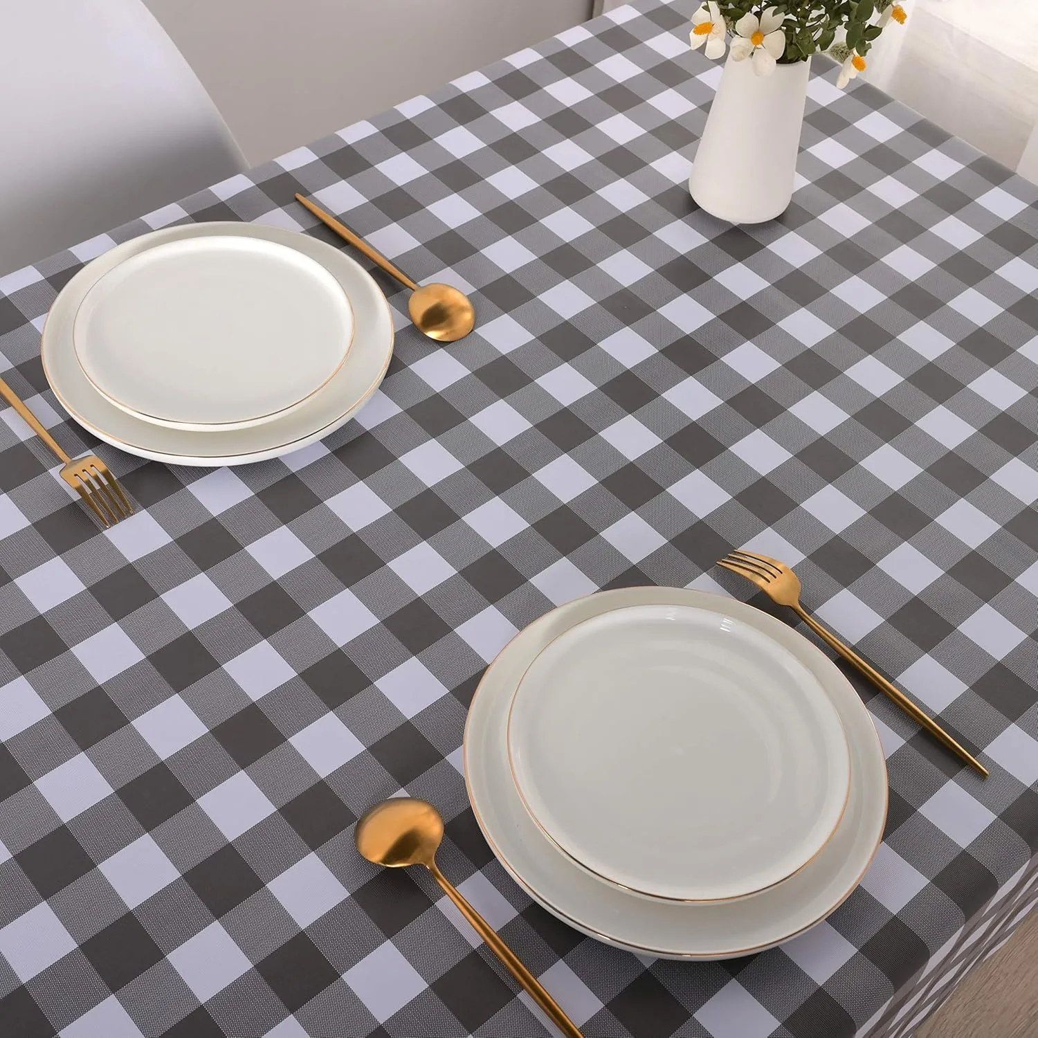 Obstal 100% Waterproof PVC Table Cloth, Oil-Proof Spill-Proof Vinyl Rectangle Tablecloth, Wipeable Table Cover for Outdoor and Indoor Use,Mid-Gray,54 x 120 Inch